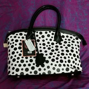 COPY - Patent polka dot handbag